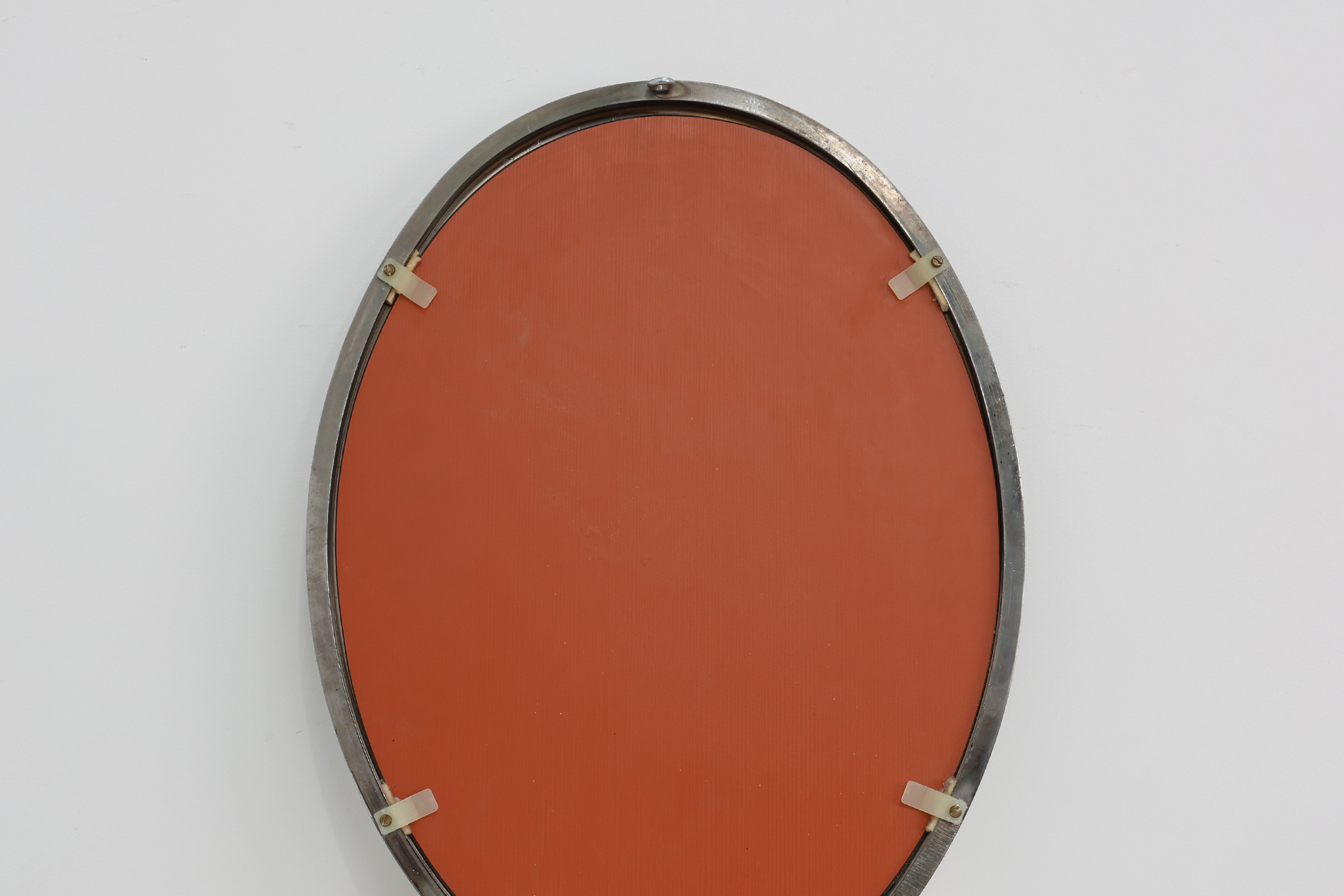 Art Deco Chrome Oval Wall Mirror, Belgium ca. 1920thumbnail
